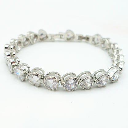 Carrie ~Rainbow-Bracciale tennis in Cubic Zirconia a forma di cuori