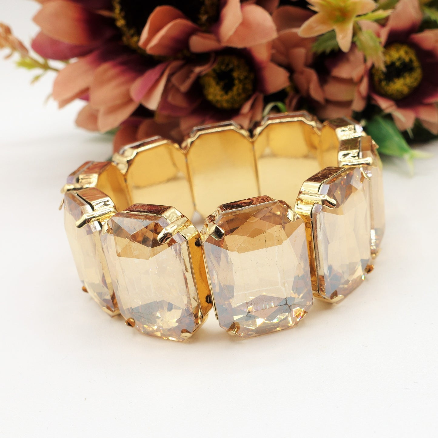 MARGOT LUXE - Bracciale elasticizzato con pietre sfaccettate -luce colection