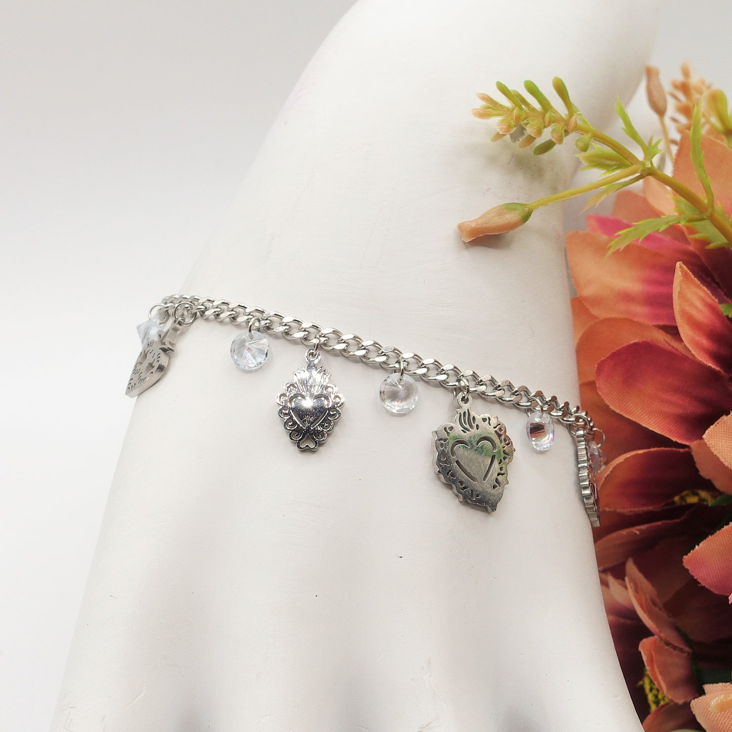 SACRED ~ Bracciale ACCIAIO INOSSIDABILE con cuori sacri