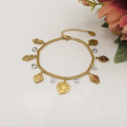 SACRED ~ Bracciale ACCIAIO INOSSIDABILE con cuori sacri