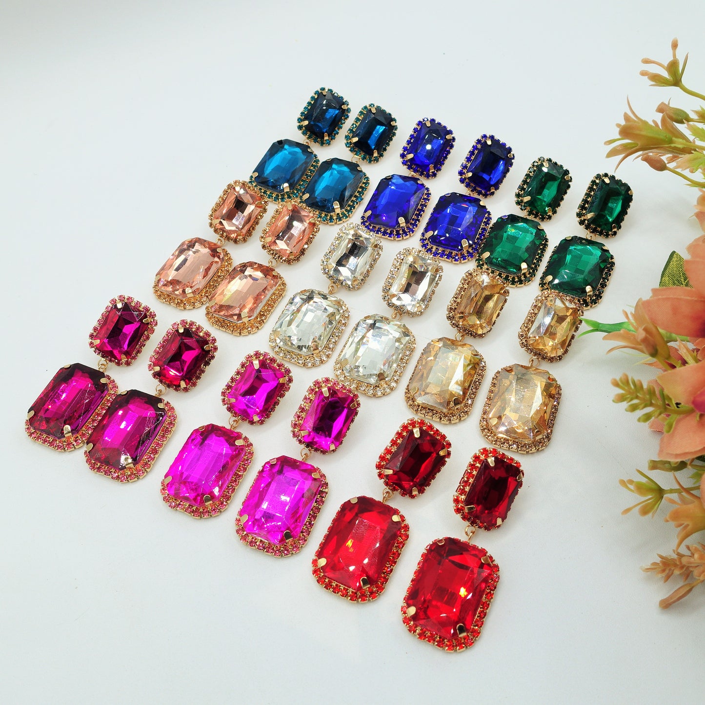 ARIEL  - Orecchini pendenti con pietre sfaccettate e Cubic Zirconia