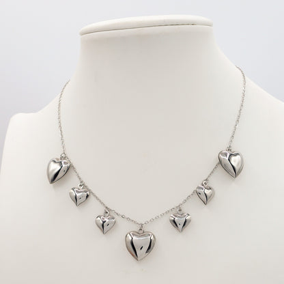 AURELIE ~ Collana ACCIAIO INOSSIDABILE con cuori bombe'