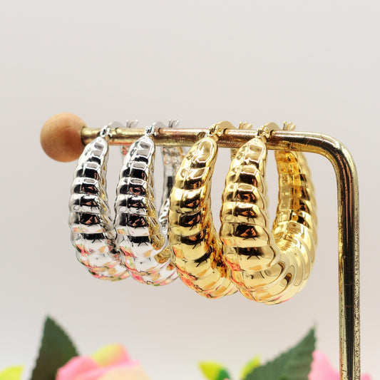 QUINN BIG HOOPS - acciaio inossidabile orecchini cerchio bombati torchon vintage
