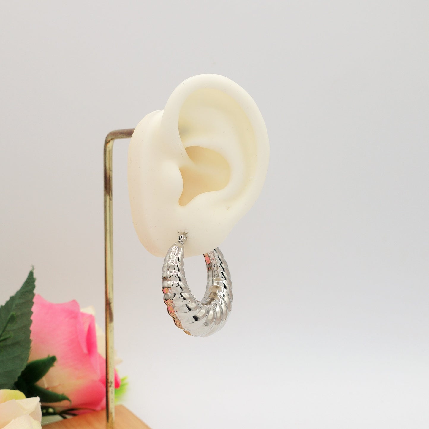 QUINN BIG HOOPS - acciaio inossidabile orecchini cerchio bombati torchon vintage