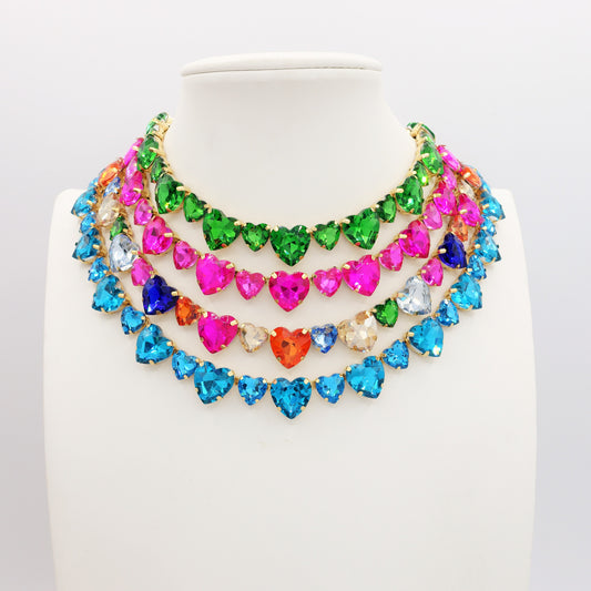 LUCE HEARTS cuori alternati - ACCIAIO inossidabile - collier con pietre sfaccettate