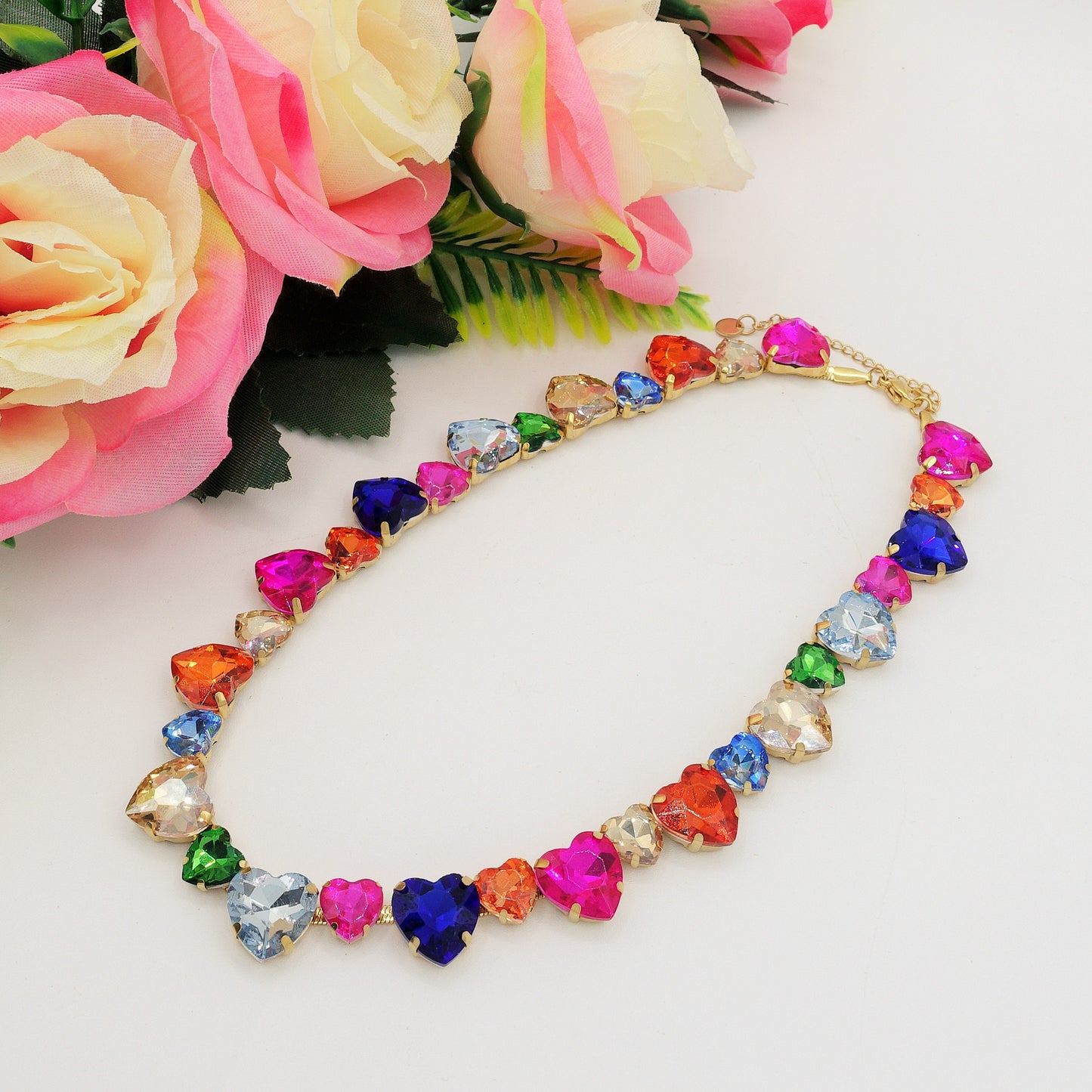 LUCE HEARTS cuori alternati - ACCIAIO inossidabile - collier con pietre sfaccettate
