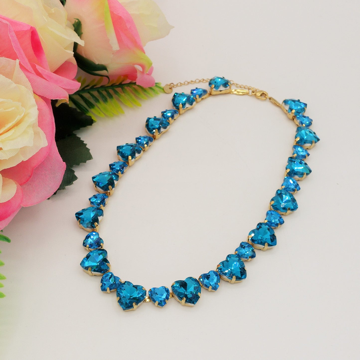 LUCE HEARTS cuori alternati - ACCIAIO inossidabile - collier con pietre sfaccettate
