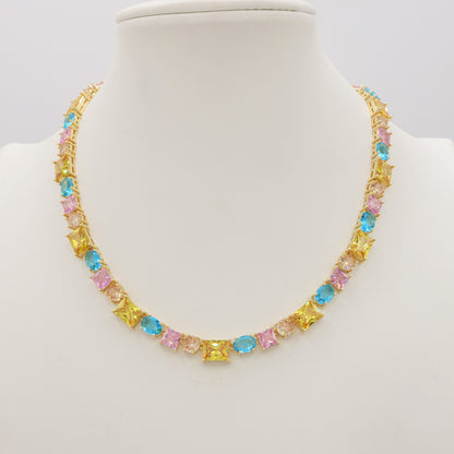 CHARIS Collier Tennis - Collana con Cubic Zirconia RAINBOW