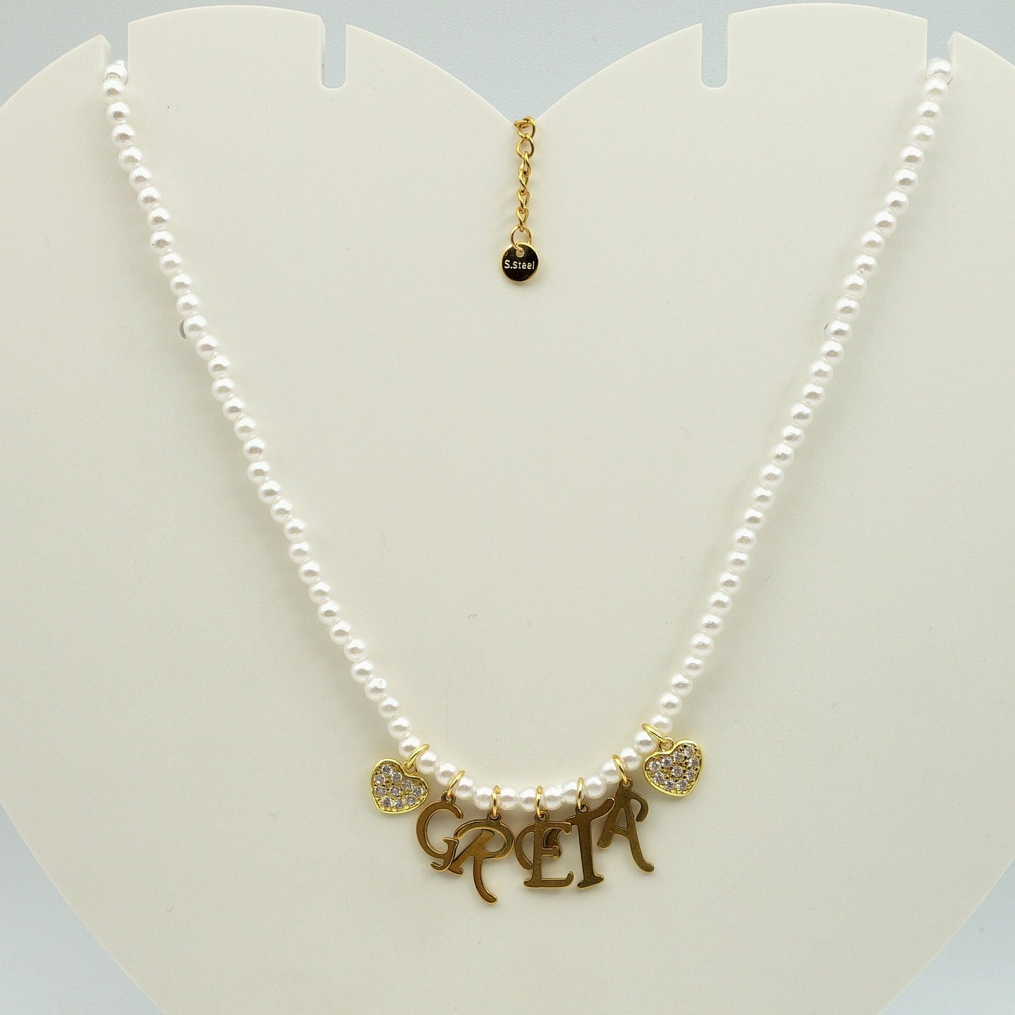 MY NAME ~ Collana Con IL TUO Nome Personalizzato in Perle e Acciaio Inossidabile