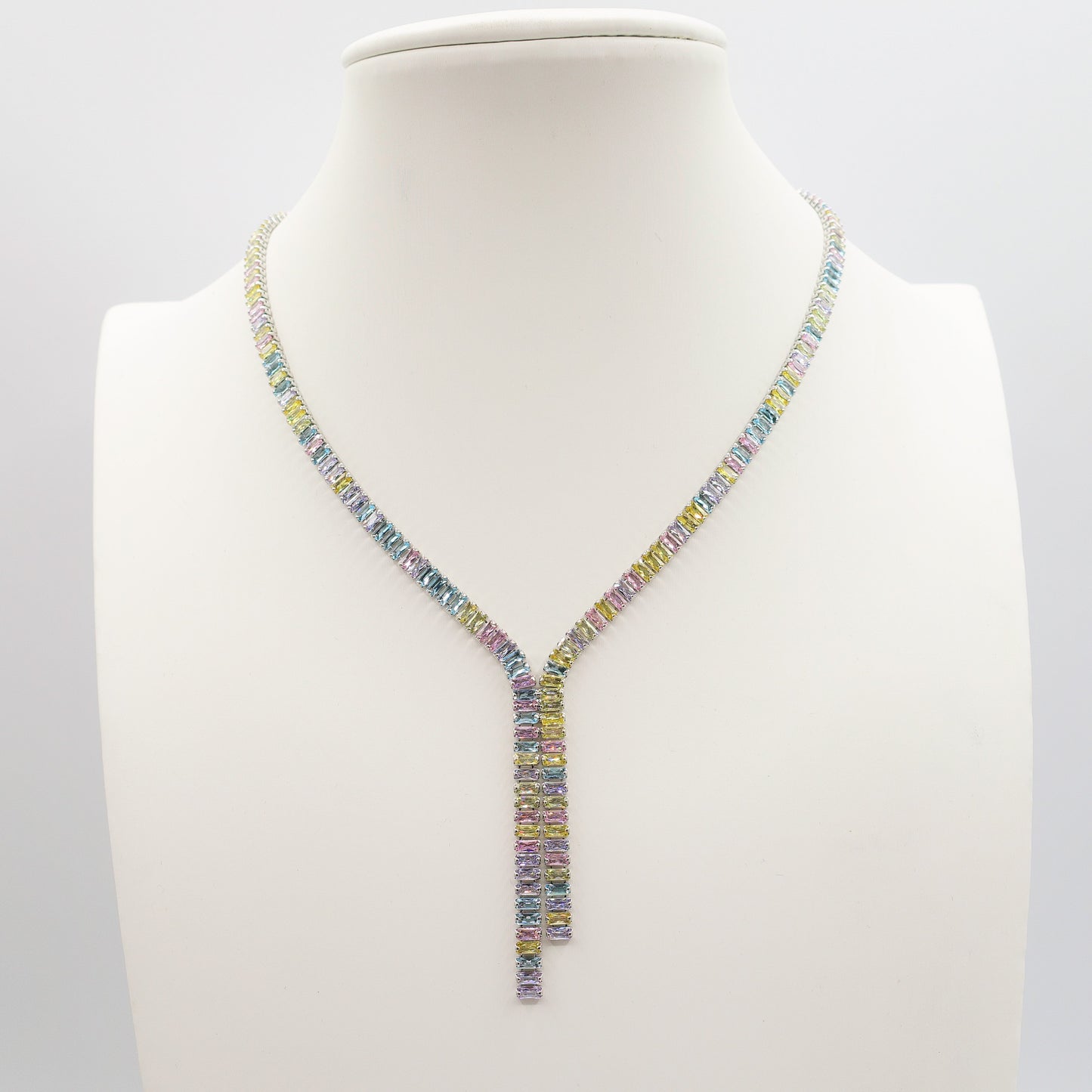 JOLIE SET - collier e orecchini con cubic zirconia RAINBOW taglio baguette