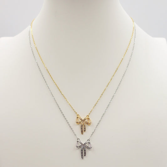 WALDORF - ACCIAIO INOSSIDABILE - collana con pendente fiocco in cubic zirconia