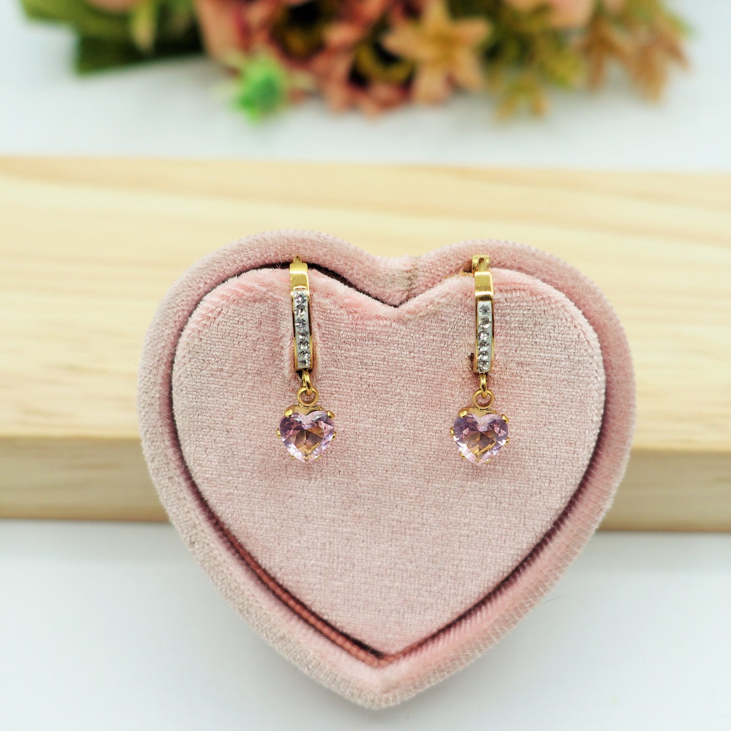 ASTRID - ACCIAIO INOSSIDABILE ~ Orecchini cerchio e pendente cuore in cubic zirconia
