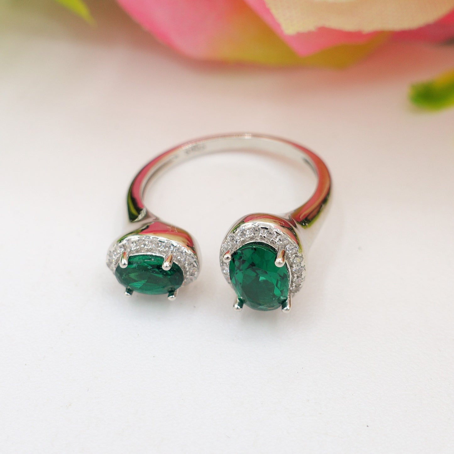 CLARISSA ~ ANELLO in ARGENTO 925 cubic zirconia a goccia regolabile