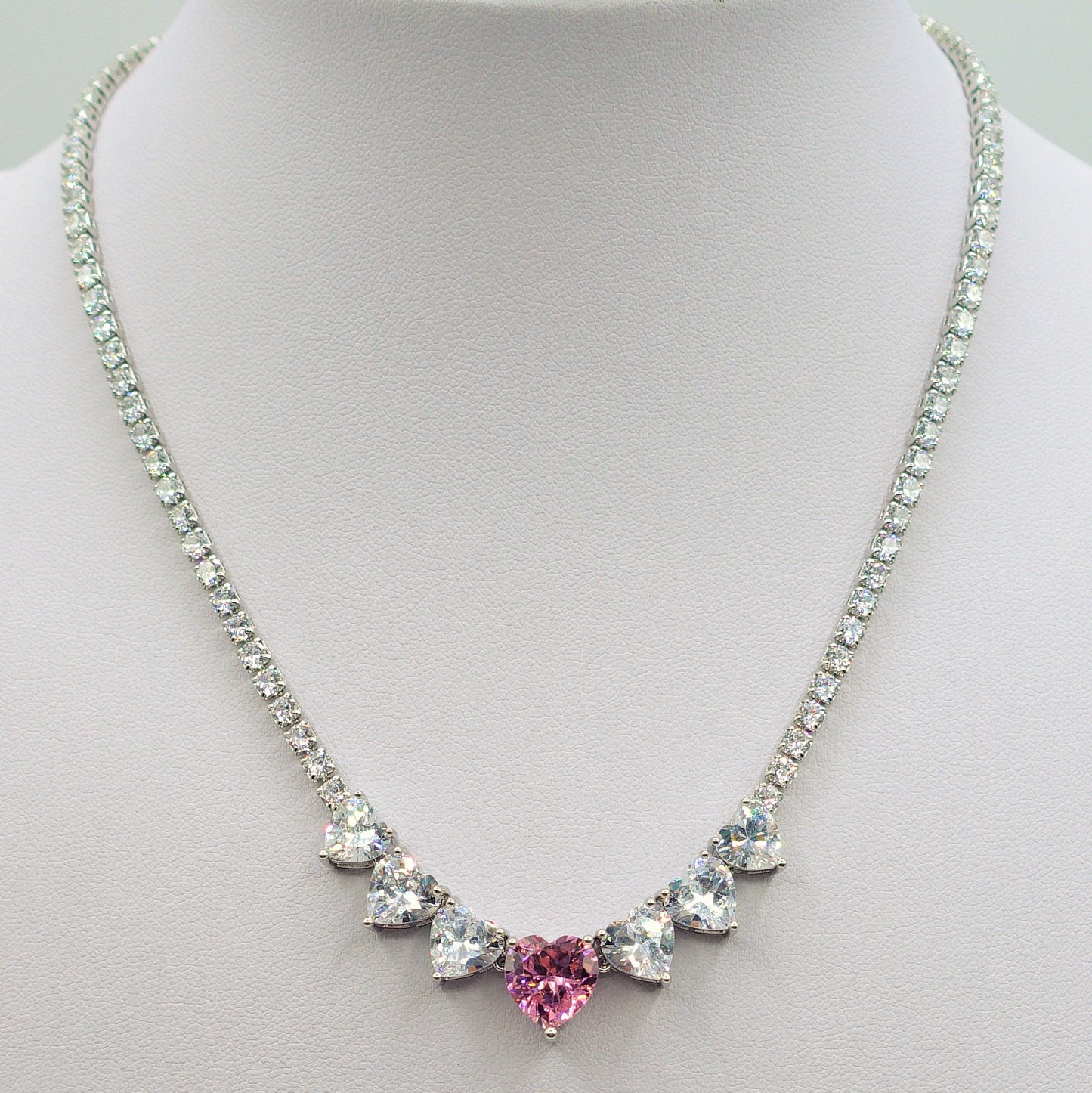CHERIE - 7 HEARTS- collana collier con cubic zirconia a forma di cuore