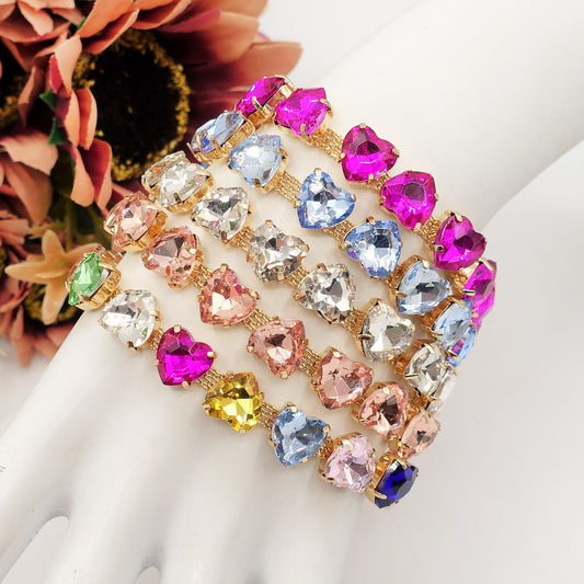 LUCE HEARTS - Bracciale con pietre a cuore sfaccettate