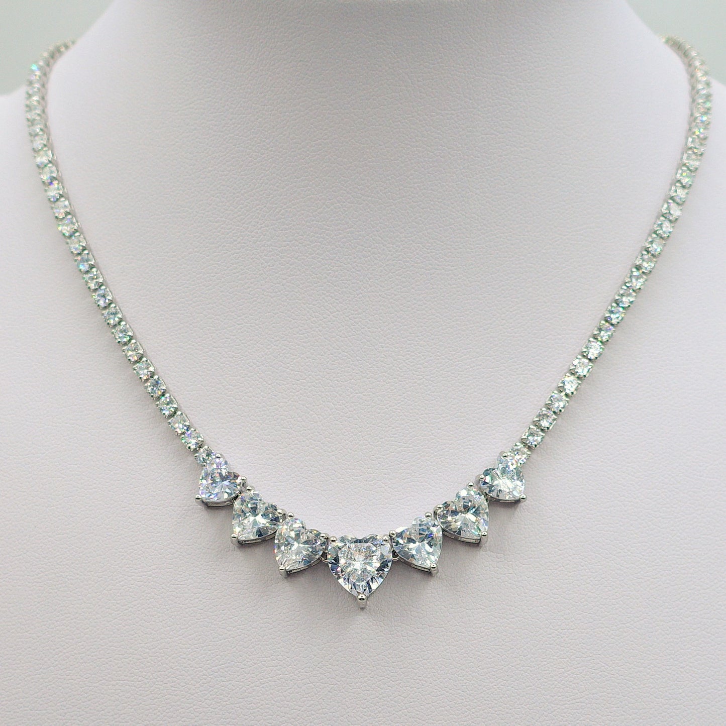 CHERIE - 7 HEARTS- collana collier con cubic zirconia a forma di cuore