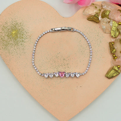 CHERIE - 7 HEARTS - bracciale tennis con cubic zirconia a forma di cuore