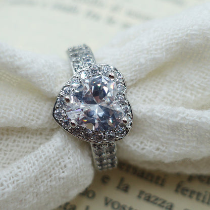 ROSE ~ ANELLO CON CUORE IN CUBIC ZIRCONIA-REGOLABILE