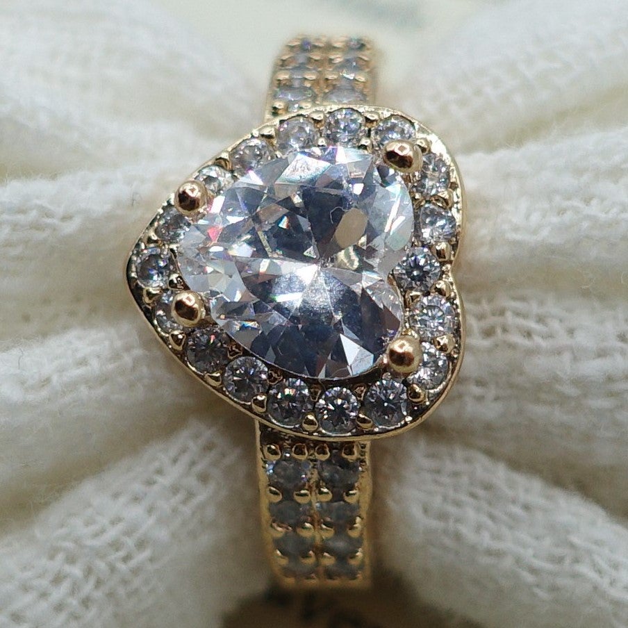 ROSE ~ ANELLO CON CUORE IN CUBIC ZIRCONIA-REGOLABILE