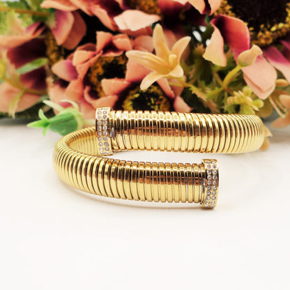 CASSANDRA SHINE ~ Acciaio Inossidabile-Bracciale TUBOGAS con cubic zirconia