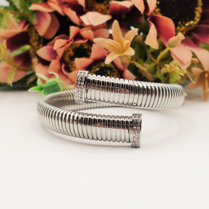 CASSANDRA SHINE ~ Acciaio Inossidabile-Bracciale TUBOGAS con cubic zirconia