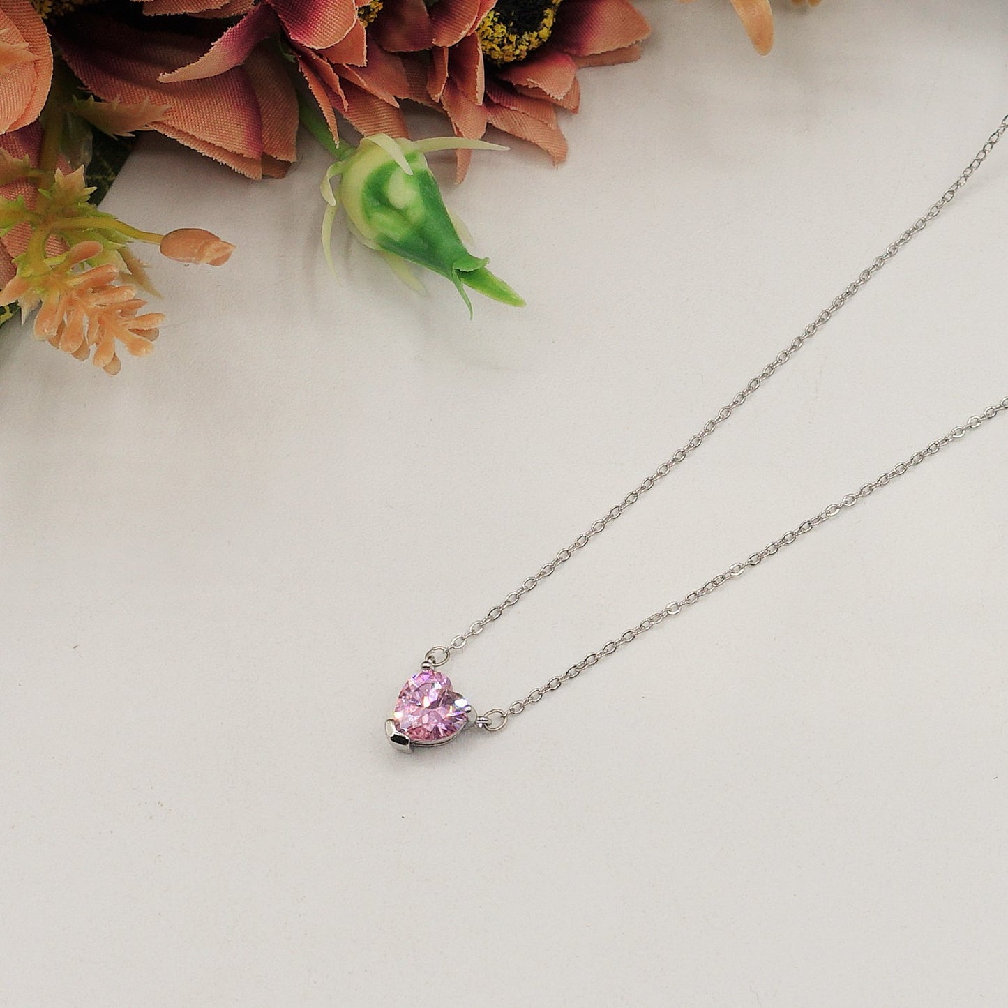 CHERIE single heart - ACCIAIO INOSSIDABILE - Collana con cuore in cubic zirconia