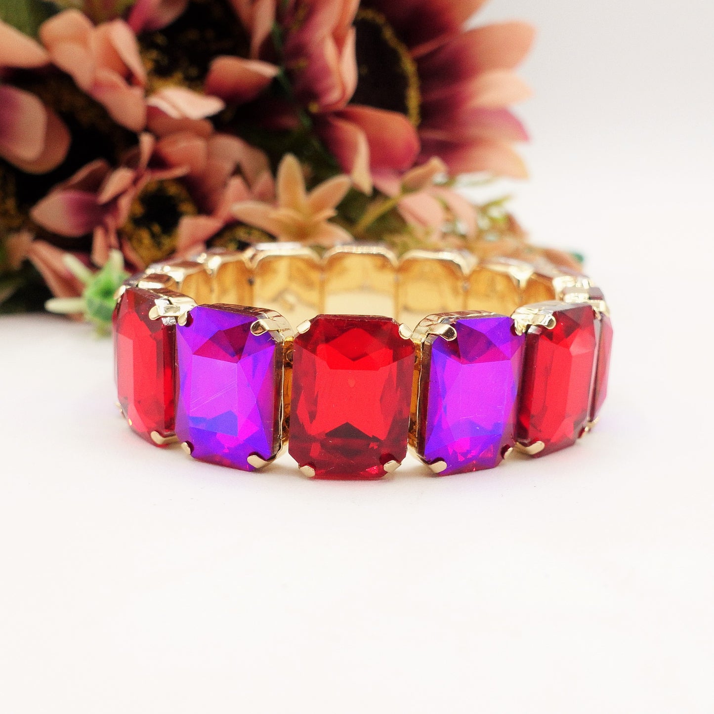 MARGOT LUXE - Bracciale elasticizzato con pietre sfaccettate -luce colection