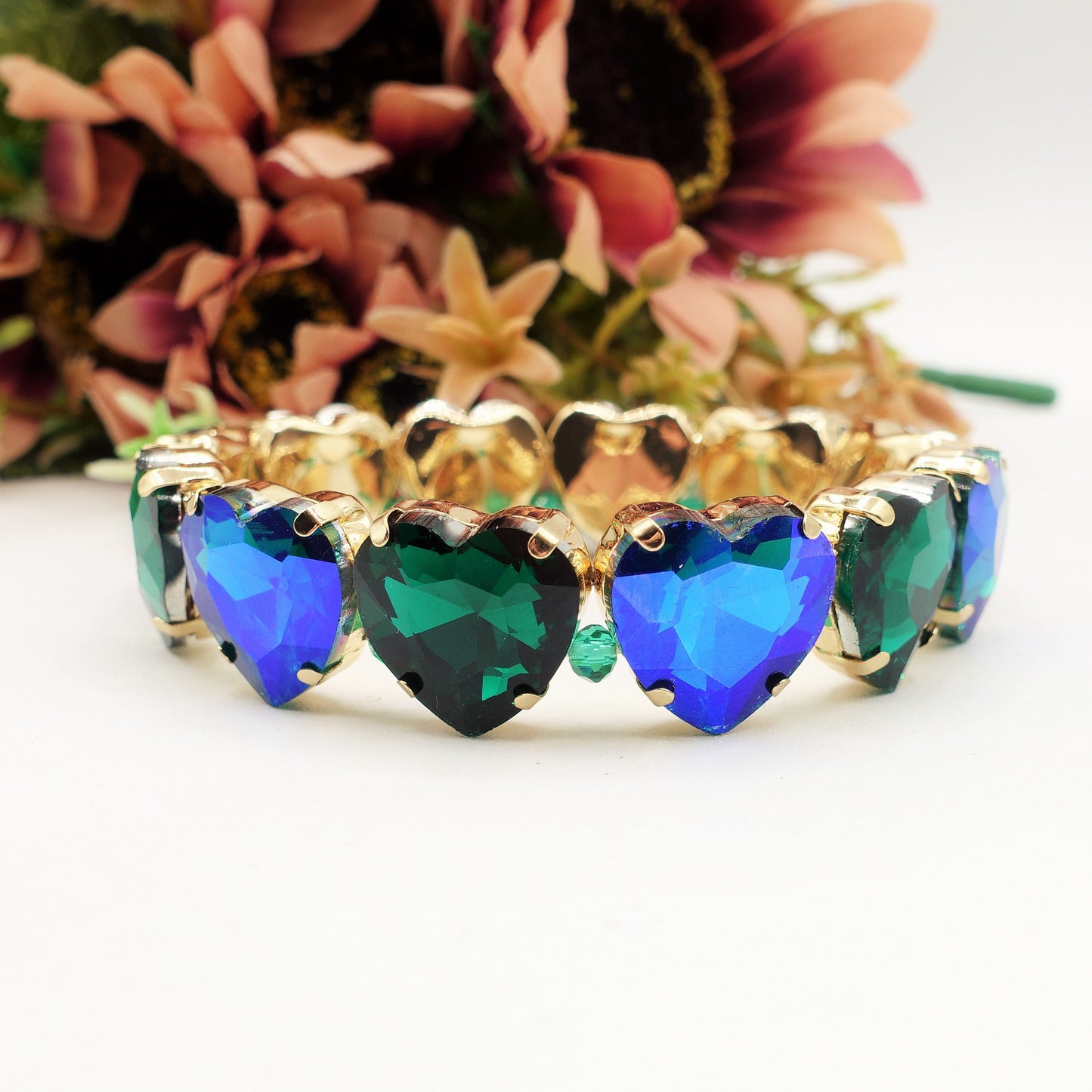 LUCE HEARTS- -Bracciale elasticizzato con pietre a cuore sfaccettate
