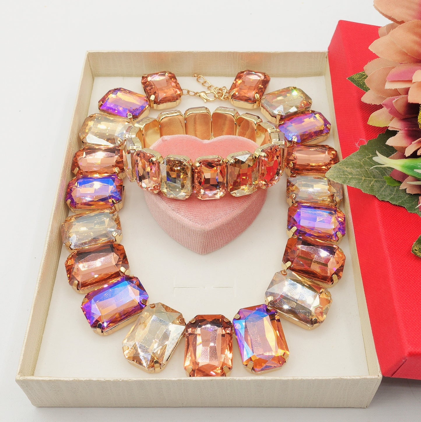 MARGOT LUXE SET - Collier ,Bracciale e Orecchini con pietre sfaccettate
