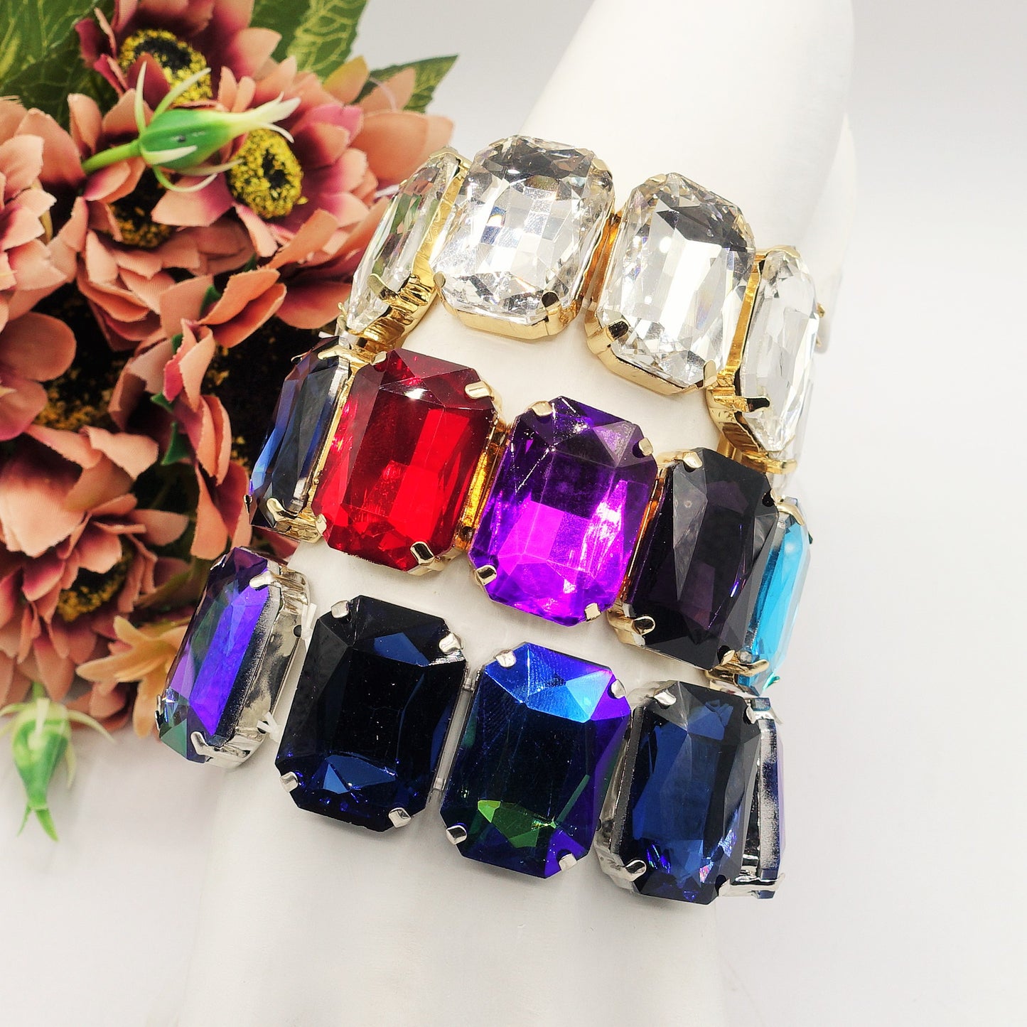 MARGOT LUXE - Bracciale elasticizzato con pietre sfaccettate -luce colection