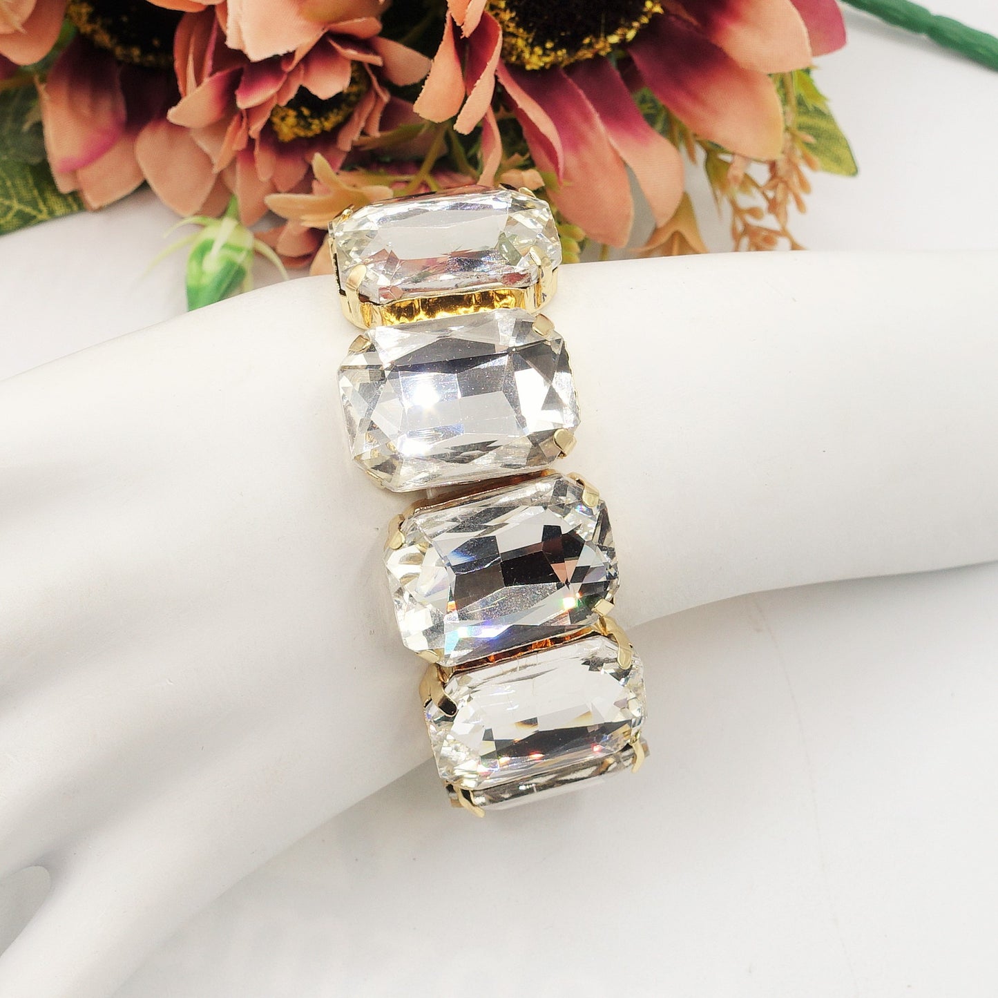 MARGOT LUXE - Bracciale elasticizzato con pietre sfaccettate -luce colection