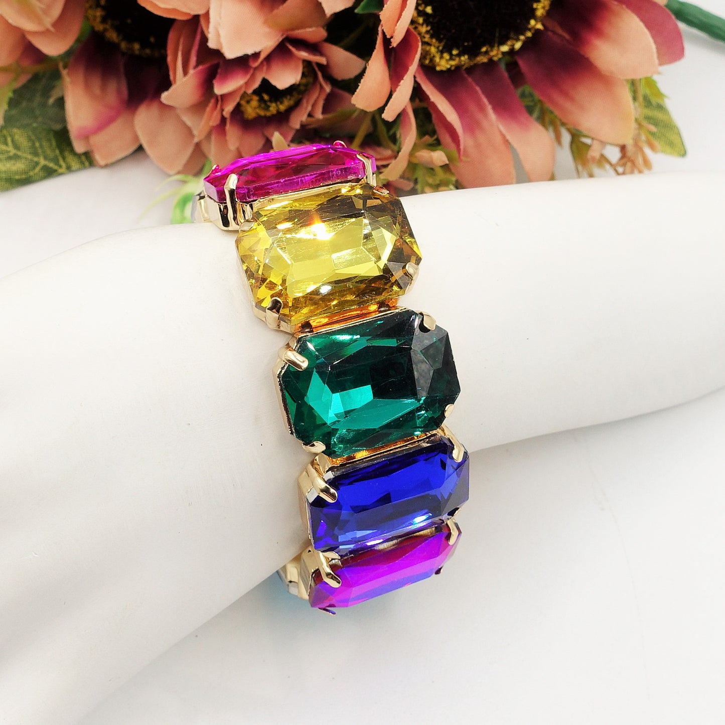MARGOT LUXE - Bracciale elasticizzato con pietre sfaccettate -luce colection