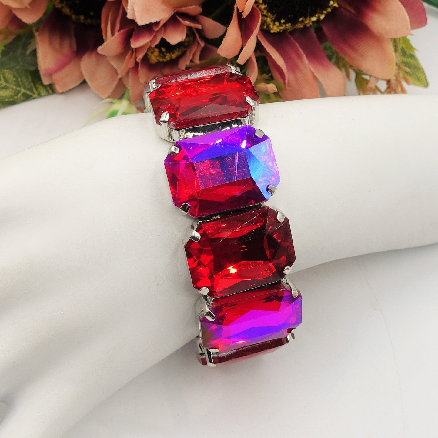 MARGOT LUXE - Bracciale elasticizzato con pietre sfaccettate -luce colection