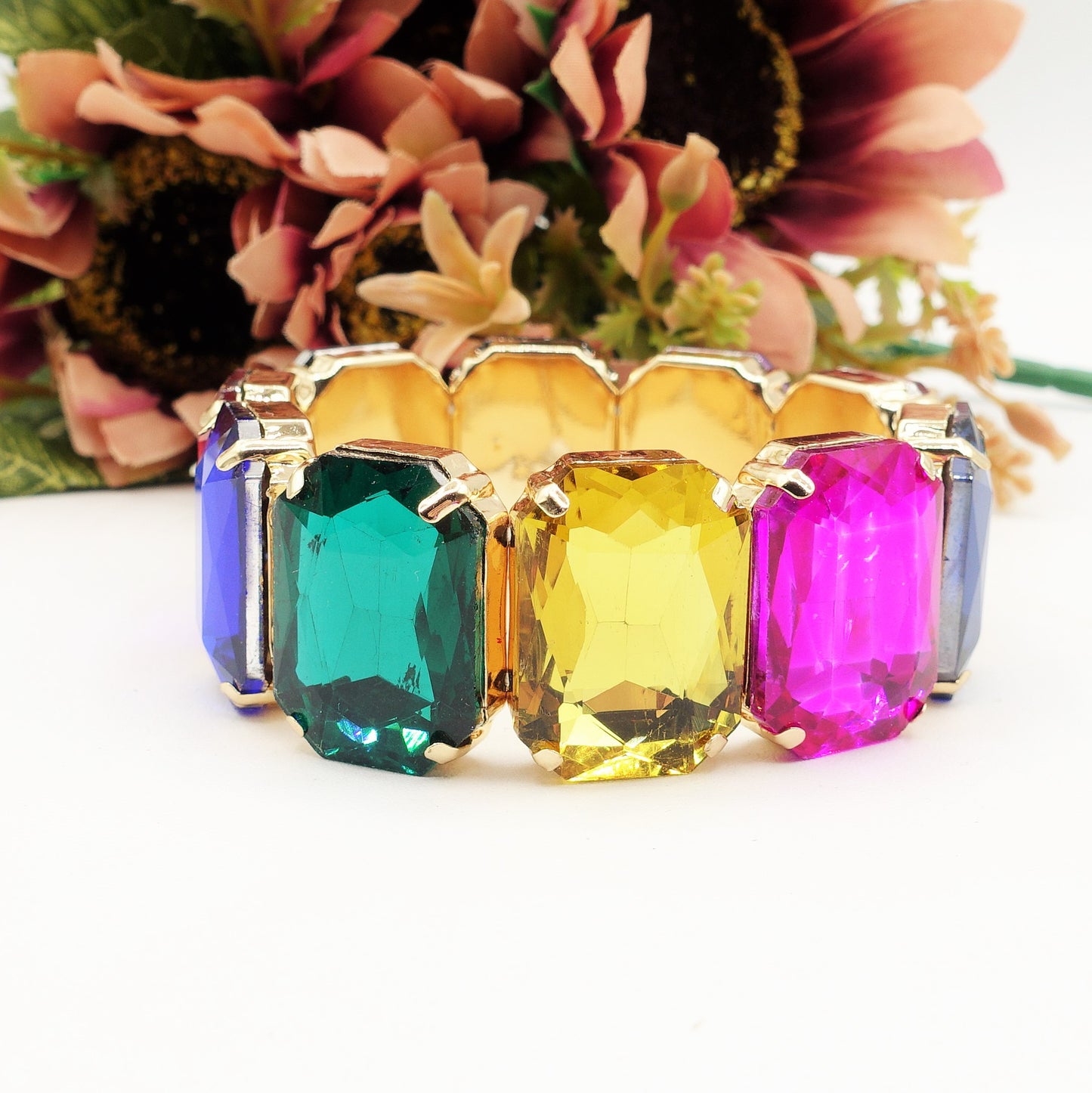 MARGOT LUXE - Bracciale elasticizzato con pietre sfaccettate -luce colection