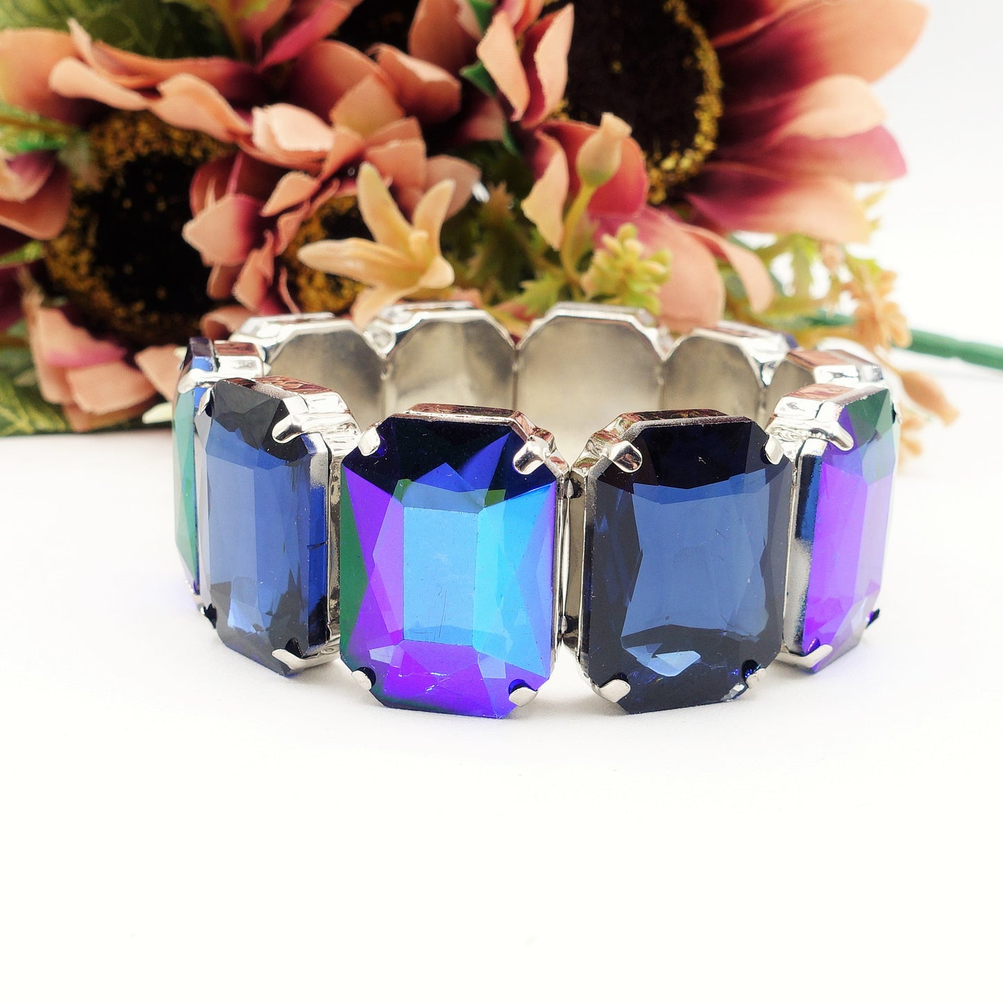 MARGOT LUXE - Bracciale elasticizzato con pietre sfaccettate -luce colection