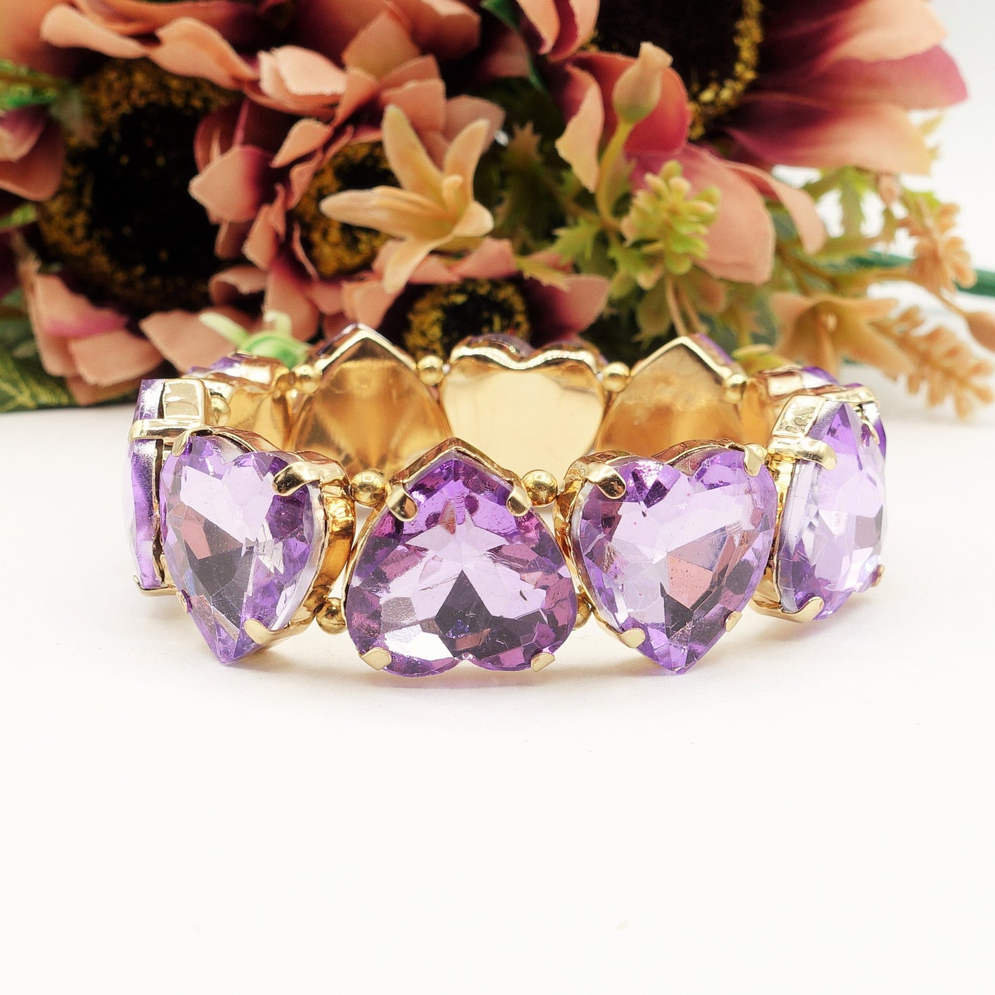 LUCE HEARTS- -Bracciale elasticizzato con pietre a cuore sfaccettate