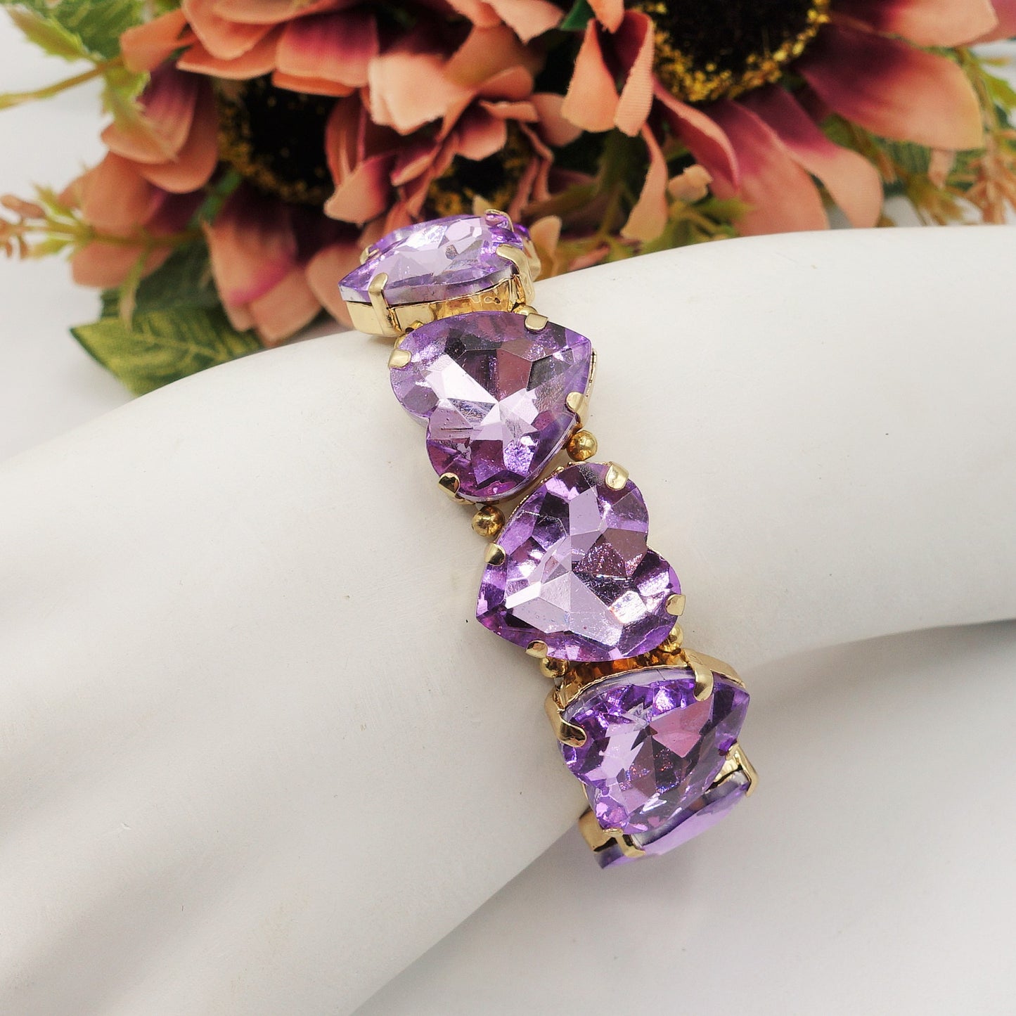 LUCE HEARTS- -Bracciale elasticizzato con pietre a cuore sfaccettate
