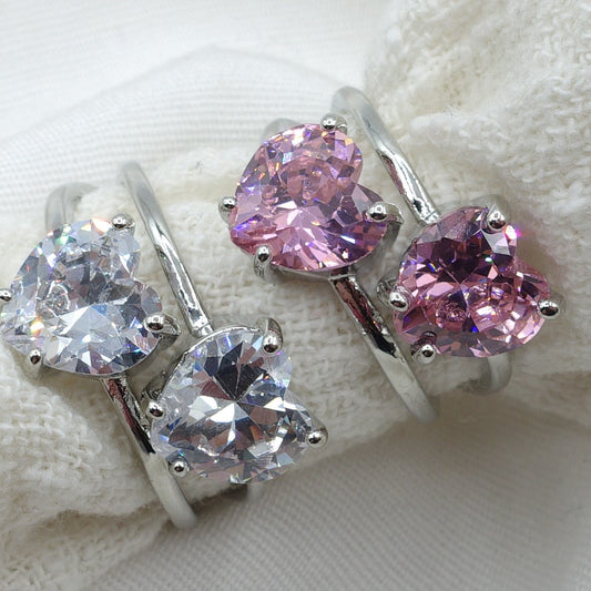 Camille ~ ANELLO cuore doppio contrariè in cubic zirconia
