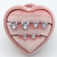 Set 3 Paia-Orecchini punto luce a forma di cuore in Cubic Zirconia-