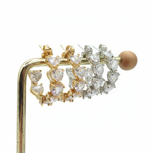 CAMILLE - CHERIE COLLECTION - Orecchini a cerchio con cubic zirconia a forma di cuore