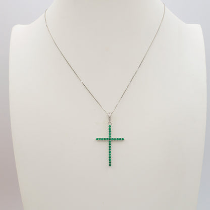 CROSS  ~ ARGENTO 925 ~ Collana con pendente croce in cubic zirconia