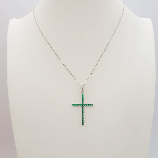 CROSS  ~ ARGENTO 925 ~ Collana con pendente croce in cubic zirconia