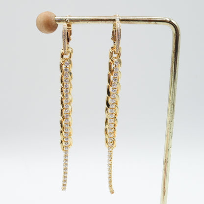 DEMI ~ Orecchini a cascata in catena con cubic zirconia
