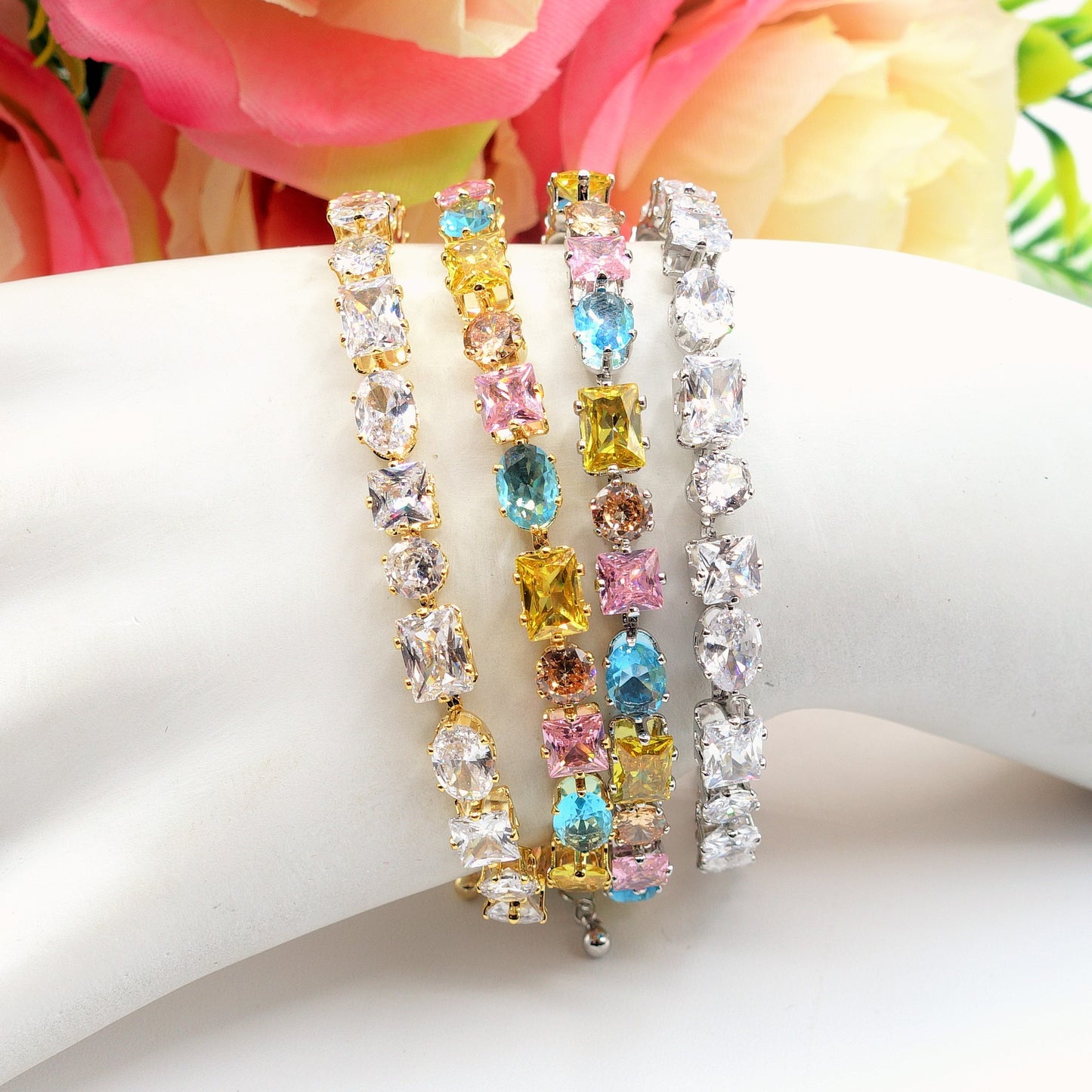 CHARIS - Bracciale Tennis con Cubic Zirconia RAINBOW