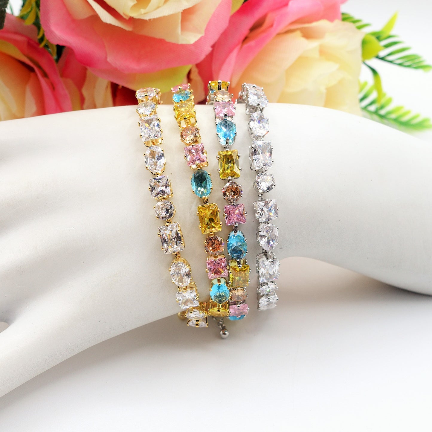 CHARIS - Bracciale Tennis con Cubic Zirconia RAINBOW