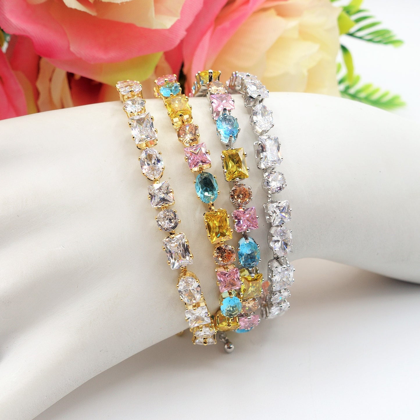 CHARIS - Bracciale Tennis con Cubic Zirconia RAINBOW
