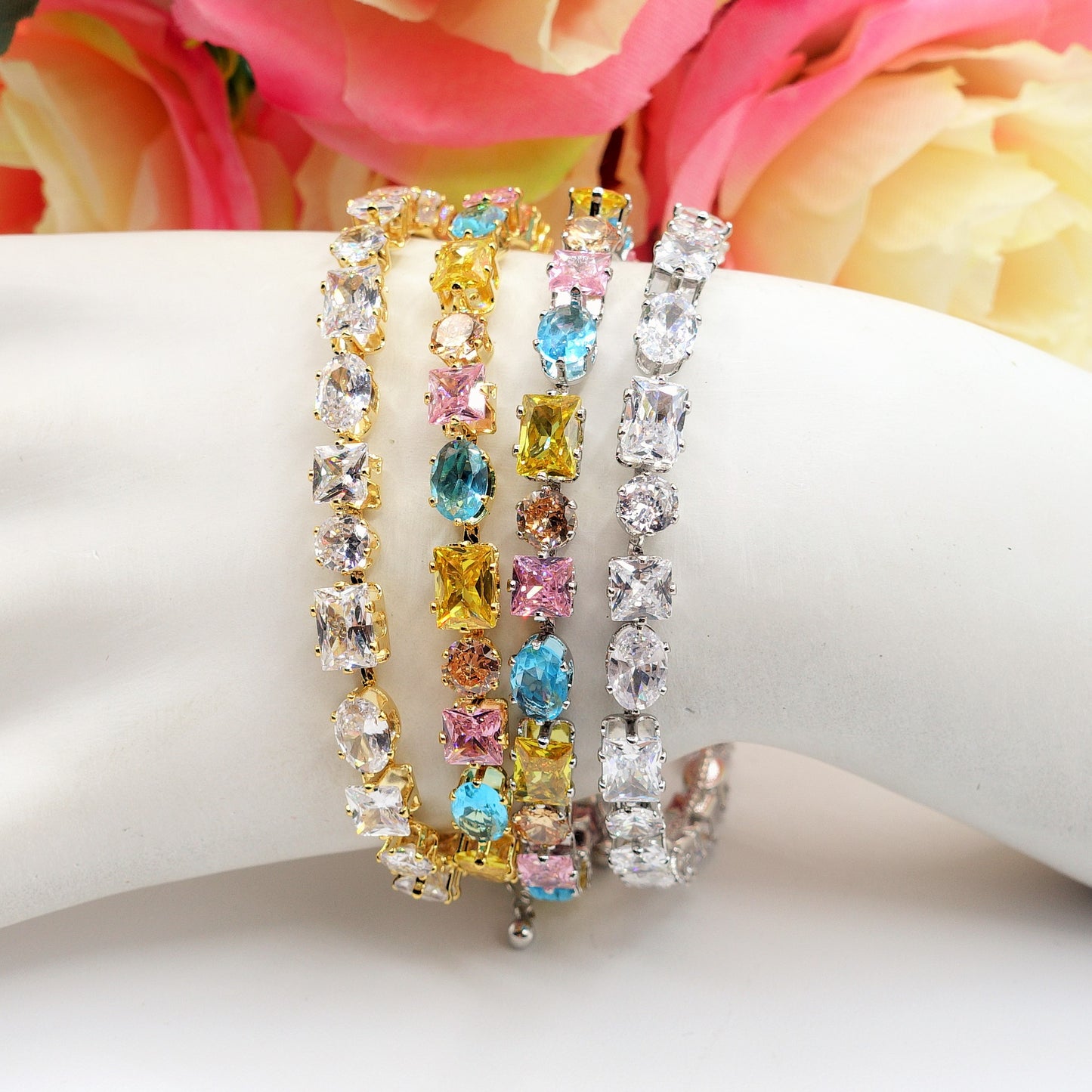 CHARIS - Bracciale Tennis con Cubic Zirconia RAINBOW