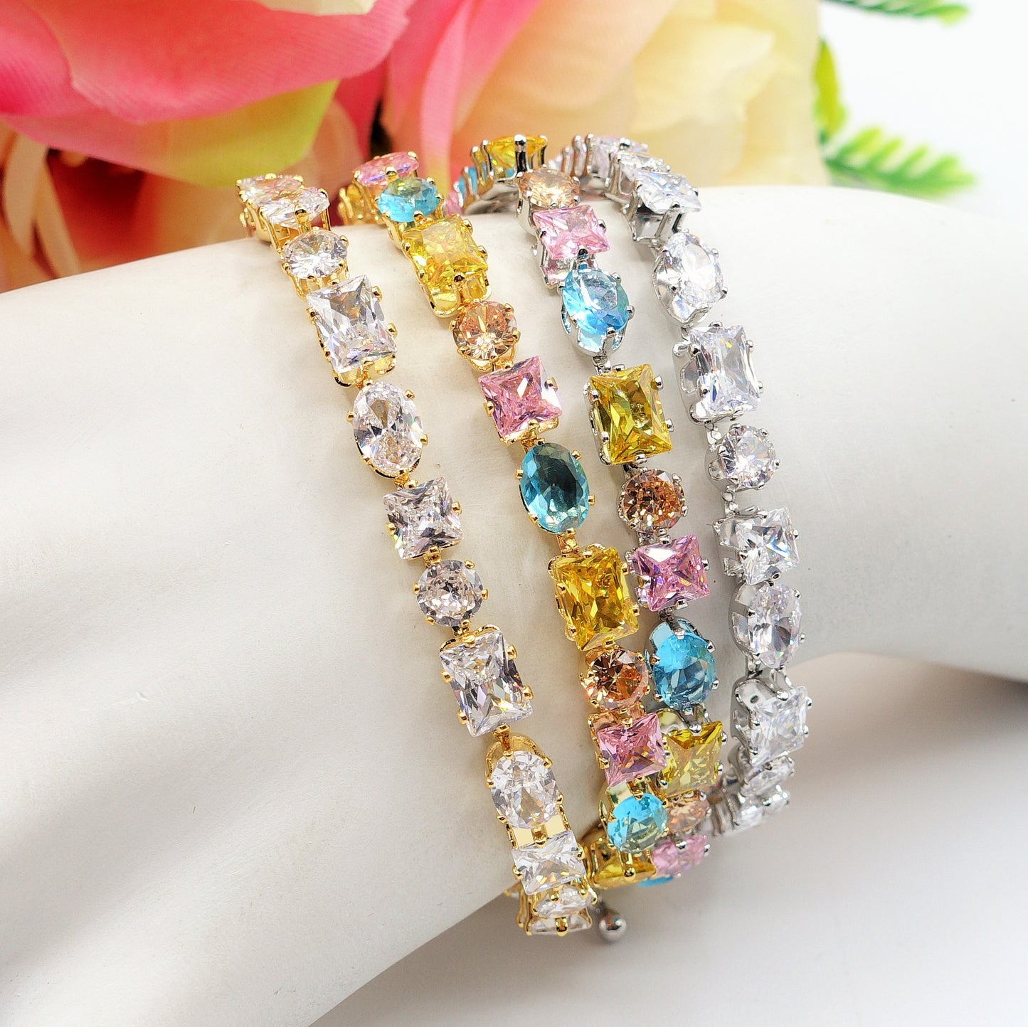 CHARIS - Bracciale Tennis con Cubic Zirconia RAINBOW