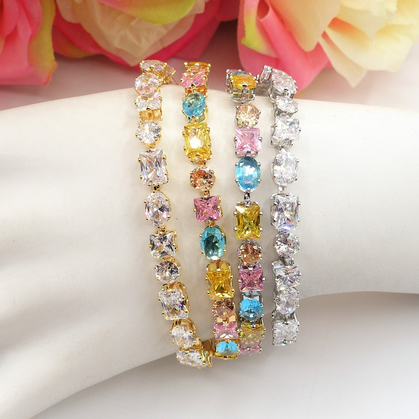 CHARIS - Bracciale Tennis con Cubic Zirconia RAINBOW