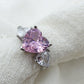 Diana Chunky ~ Anello cuori grandi con cubic zirconia a forma di cuore